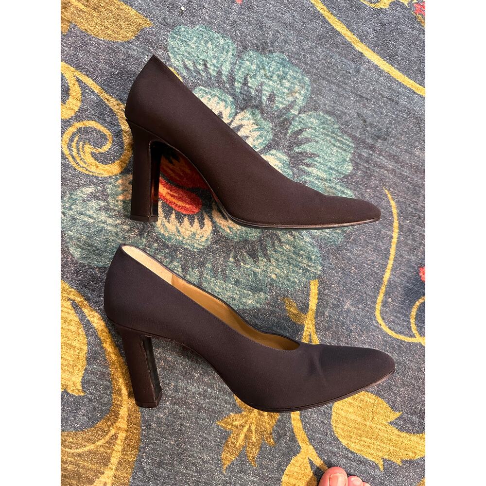 Yves Saint Laurent 80s Vintage Moise-Black heel Pump Size 7 - Picture 3 of 10